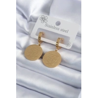 316L Çelik Gold Renk Pentagram Yıldızı İşleme Model Kadın Küpe