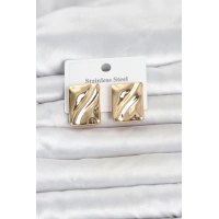 316L Çelik Gold Renk Plaka Model Kadın Küpe