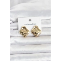 316L Çelik Gold Renk Plaka Model Kadın Küpe