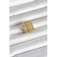 316L Çelik Gold Renk Plaka Model Kadın Yüzük