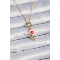 316L Çelik Gold Renk Renkli Kalp Figür Charm Model Kadın Kolye