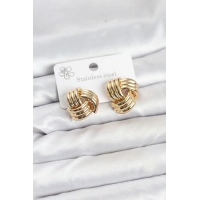 316L Çelik Gold Renk Sarmal Model Kadın Küpe