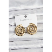 316L Çelik Gold Renk Sarmal Model Kadın Küpe