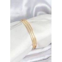 316L Çelik Gold Renk Simli Model Ajda 65 mm Kadın Bileklik