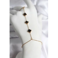 316L Çelik Gold Renk Siyah Yonca Model Kadın Şahmeran