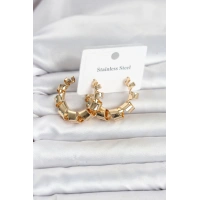 316L Çelik Gold Renk Spiral Halka Kadın Küpe