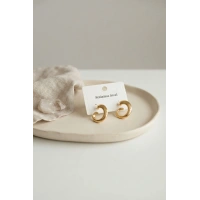316L Çelik Gold Renk Vintage Kıvrımlı Halka Model Küpe
