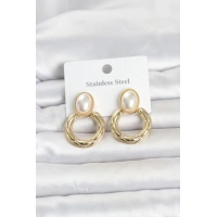 316L Çelik Gold Renk Vintage Model Kadın Küpe