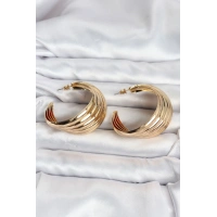 316L Çelik Gold Renk Yarım Halka Model Kadın Küpe