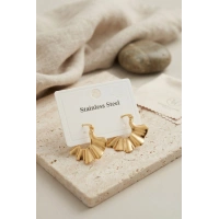 316L Çelik Gold Renk Yelpaze Model Küpe