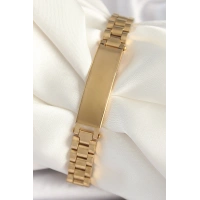 316L Çelik Gold Renk Zincir Künye Model Erkek Bileklik