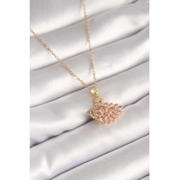316L Çelik Gold Renk Zincir Pembe Zirkon Taşlı Kuğu Model Kadın Kolye