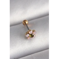316L Çelik Gold Renk Zirkon Taşlı Çiçek Tragus Piercing