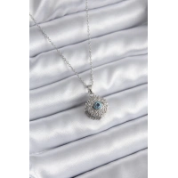 316L Çelik Gold Renk Zirkon Taşlı Göz Model Kadın Kolye