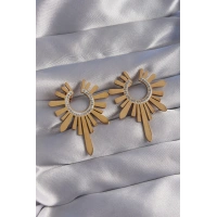316L Çelik Gold Renk Zirkon Taşlı Güneş Figürlü Küpe
