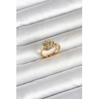 316L Çelik Gold Renk Zirkon Taşlı Kalp Model Kadın Yüzük