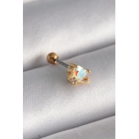 316L Çelik Gold Renk Zirkon Taşlı Kalp Tragus Piercing