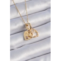 316L Çelik Gold Renk Zirkon Taşlı Sonsuzluk Kalp Figür Charm Model Kadın Kolye
