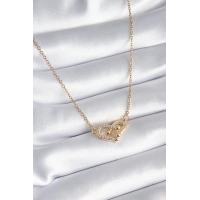 316L Çelik Gold Renk Zirkon Taşlı Model Kadın Kolye
