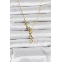 316L Çelik Gold Renk Zirkon Taşlı Y Kadın Kolye