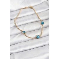 316L Çelik Gold Renkli Nazar Boncuk Model Kadın Bileklik