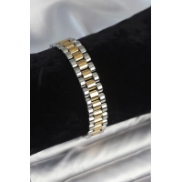 316L Çelik Gold ve Gümüş Renk 12 mm Kalınlık Erkek Bileklik