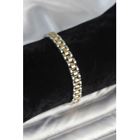 316L Çelik Gold ve Gümüş Renk 7 mm Kalınlık Erkek Bileklik