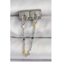 316L Çelik Gümüş Renk 2Li Sallantı Zincir Model Nomination Charm