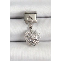 316L Çelik Gümüş Renk Ay ve Güneş Model Nomination Charm