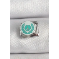 316L Çelik Gümüş Renk Beyaz Mavi Barış İşareti İşlemeli Nomination Charm