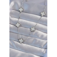 316L Çelik Gümüş Renk Beyaz Sedefli Yonca Kolye