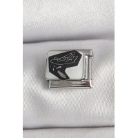 316L Çelik Gümüş Renk Beyaz Siyah Uçak İşlemeli Portre Model Nomination Charm