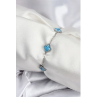 316L Çelik Gümüş Renk Buz Mavisi Baby Boy Yonca Kadın Bileklik