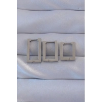 316L Çelik Gümüş Renk Dikdörtgen Küpe Seti