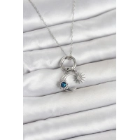 316L Çelik Gümüş Renk Gece Gündüz Tema Charmlı Kadın Kolye