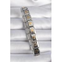 316L Çelik Gümüş Renk Gold Yıldız İşleme Nomination Charm Bileklik