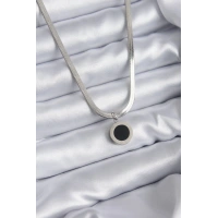 316L Çelik Gümüş Renk İtalyan Zincir Model İşleme Detay Kadın Kolye