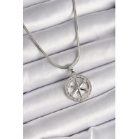 316L Çelik Gümüş Renk İtalyan Zincir Zirkon Taşlı Kutup Yıldız Model Kadın Kolye