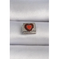 316L Çelik Gümüş Renk Kahverengi Kalp İşlemeli Nomination Charm