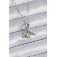 316L Çelik Gümüş Renk Kalp Detay Mektup Figür Charm Model Kadın Kolye