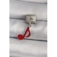 316L Çelik Gümüş Renk Kırmızı Nota Model Nomination Charm