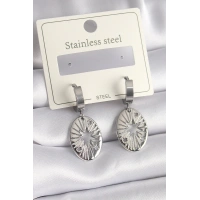 316L Çelik Gümüş Renk Kutup Yıldızı İşleme Kadın Küpe