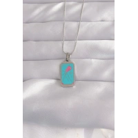 316L Çelik Gümüş Renk Mavi Mineli Tarot Kolye