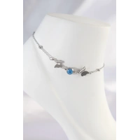 316L Çelik Gümüş Renk Nazar Boncuk Detay Kelebek Halhal