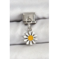 316L Çelik Gümüş Renk Papatya Model Nomination Charm