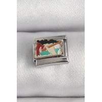 316L Çelik Gümüş Renk Renkli Palet Fırça İşlemeli Model Nomination Charm