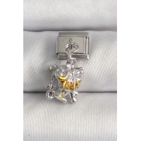 316L Çelik Gümüş Renk Sallantı Aslan Model Nomination Charm