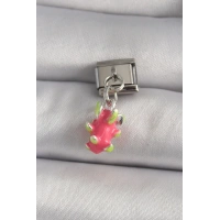 316L Çelik Gümüş Renk Sallantı Ejder Meyvesi Model Nomination Charm