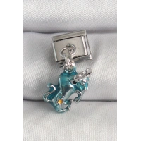 316L Çelik Gümüş Renk Sallantı Mavi Boğa Model Nomination Charm