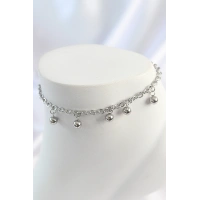 316L Çelik Gümüş Renk Sallantı Topçuk Zincir Model Kadın Halhal